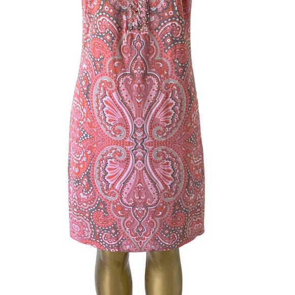 INC Womens Size Small Sleeveless Damask Boho Tribal Sequined Keyhole Neck Dress - Picture 5 of 9
